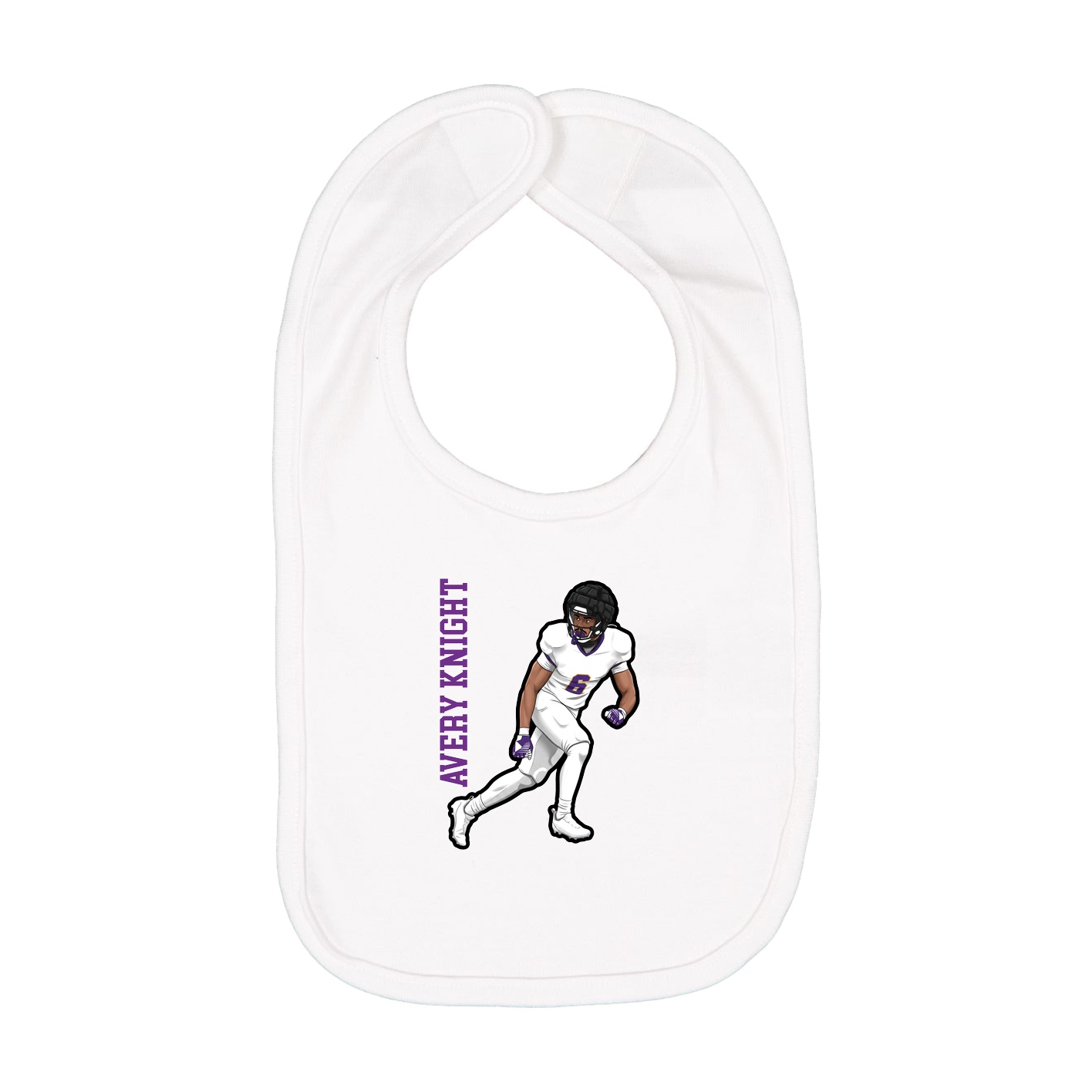 Infant Bib — Name Vertical in White