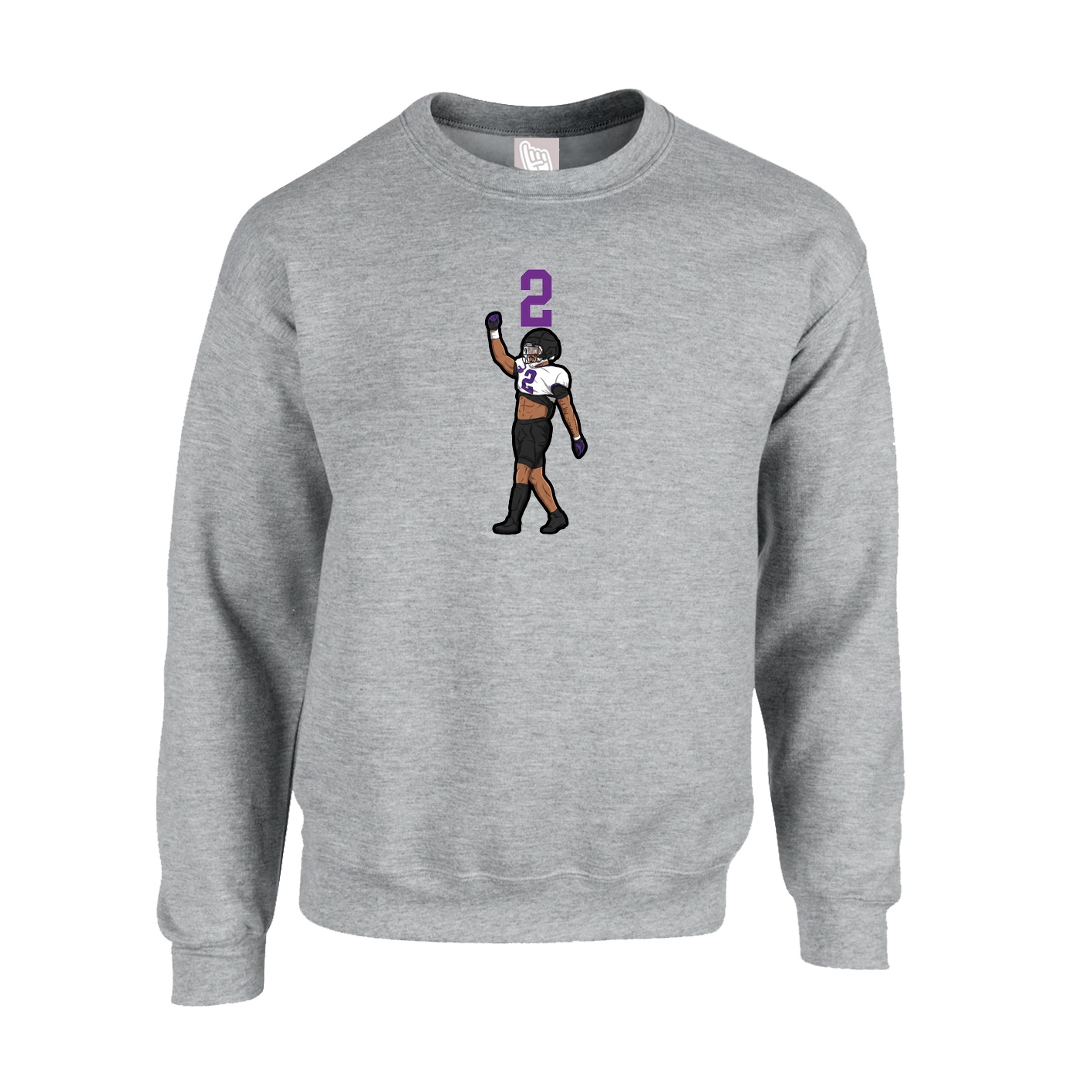 Fleece Crew — Number Top in Grey