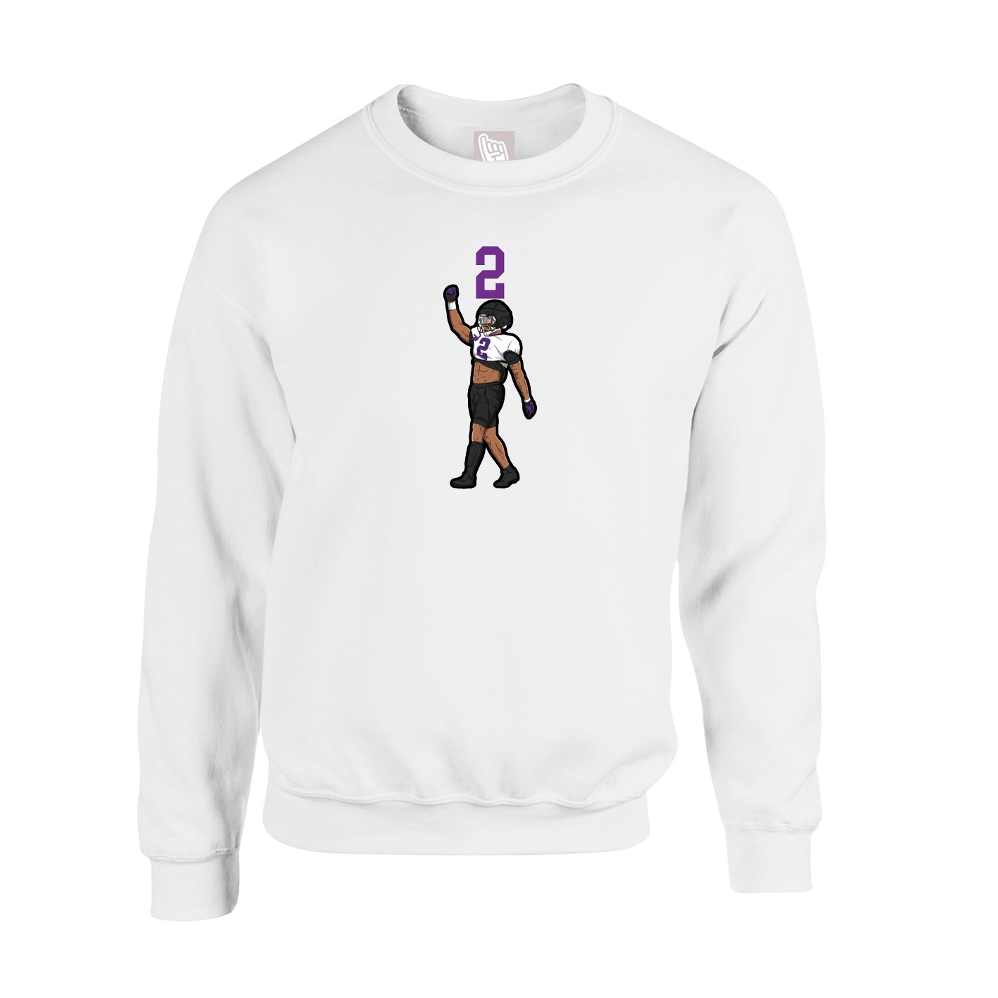 Fleece Crew — Number Top in White