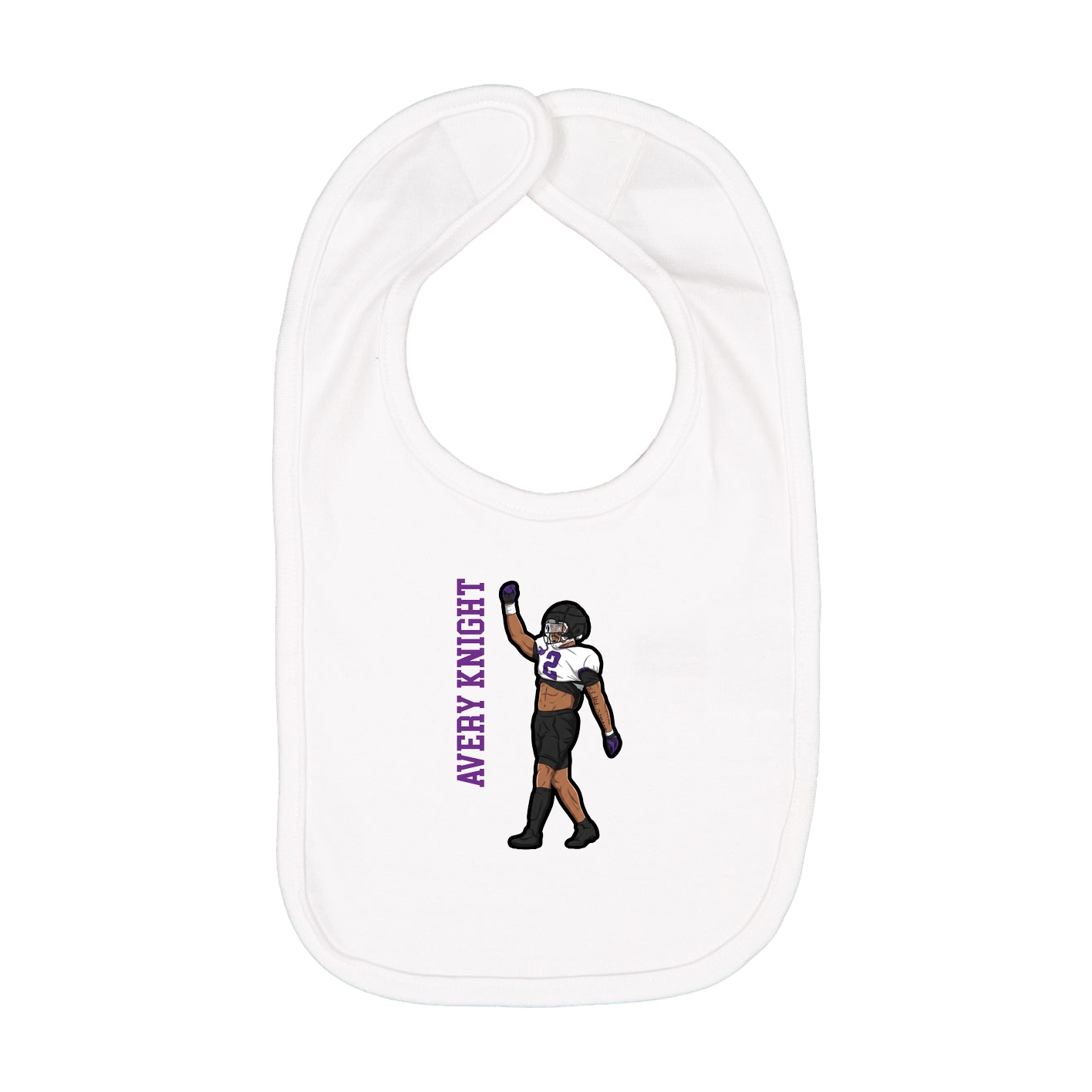 Infant Bib — Name Vertical in White
