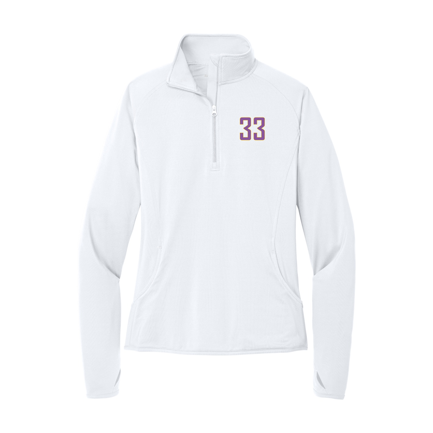 Women's Q-Zip Pullover — Front Shirsy in White