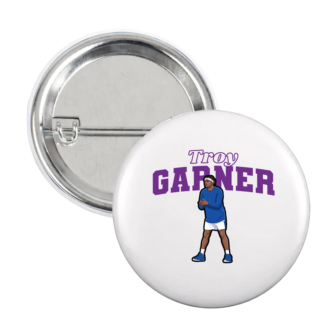 Game Day Button — Name Arch in White