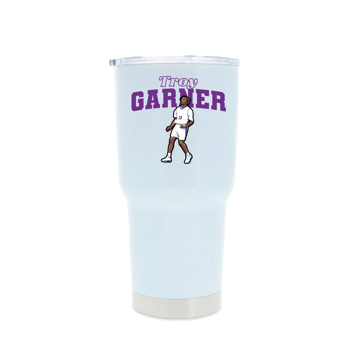 30oz Stainless Steel Tumbler — Name Arch in White