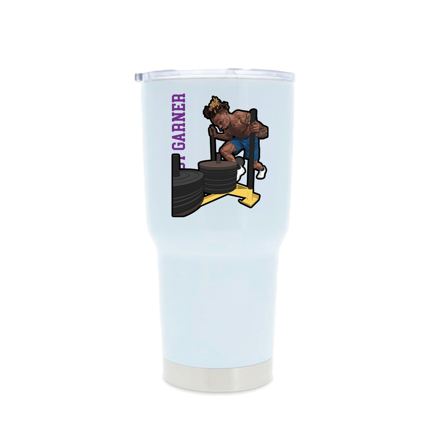 30oz Stainless Steel Tumbler — Name Vertical in White