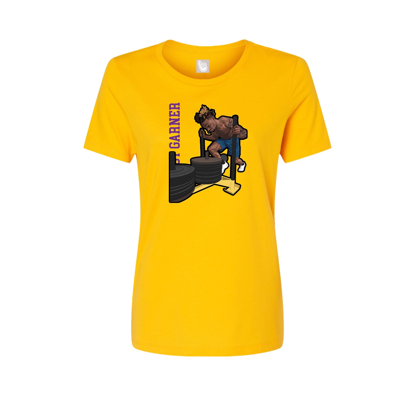 Fitted Women's Tee — Name Vertical in Gold