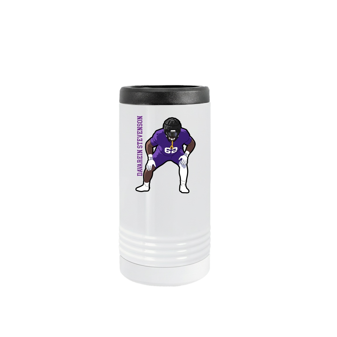 Slim Beverage Holder — Name Vertical in White