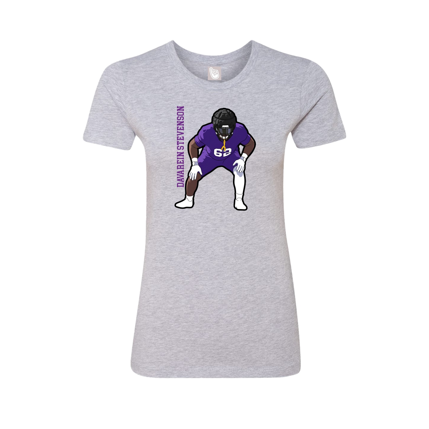 Fitted Women's Tee — Name Vertical in Grey