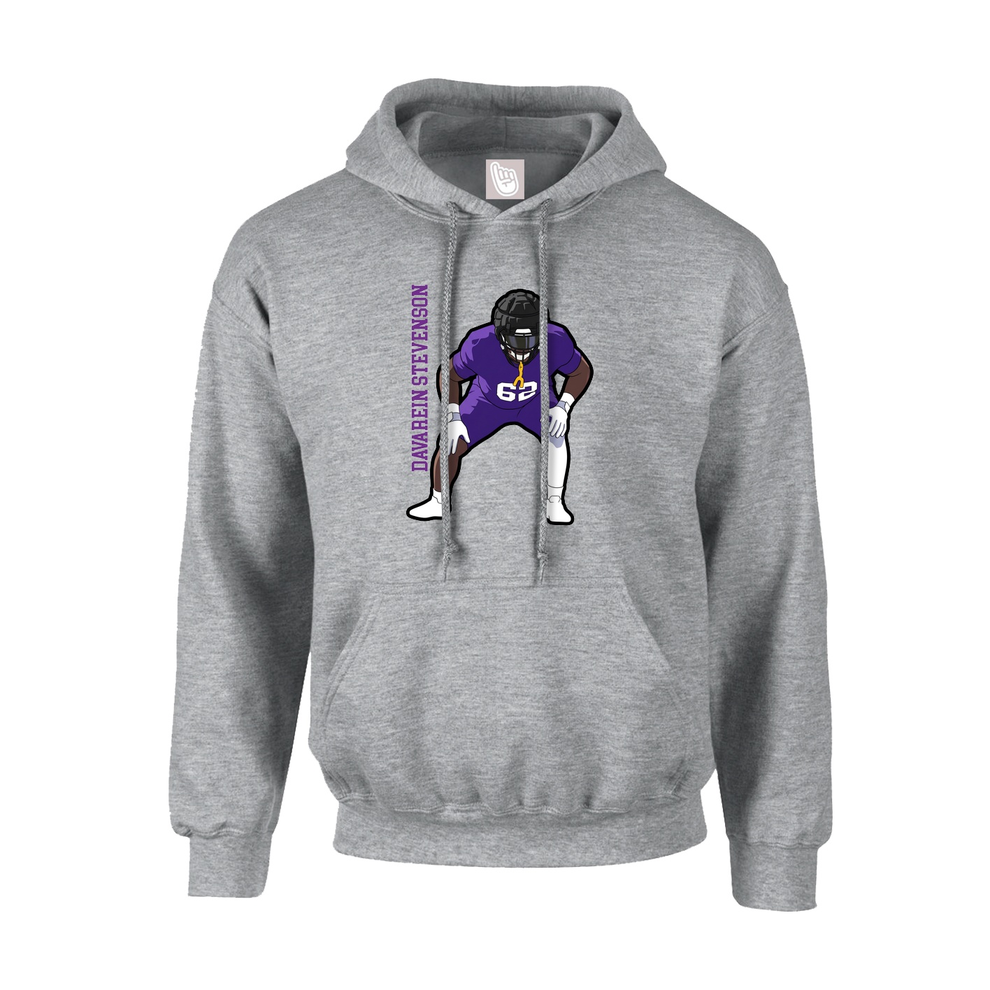 Hoodie — Name Vertical in Grey