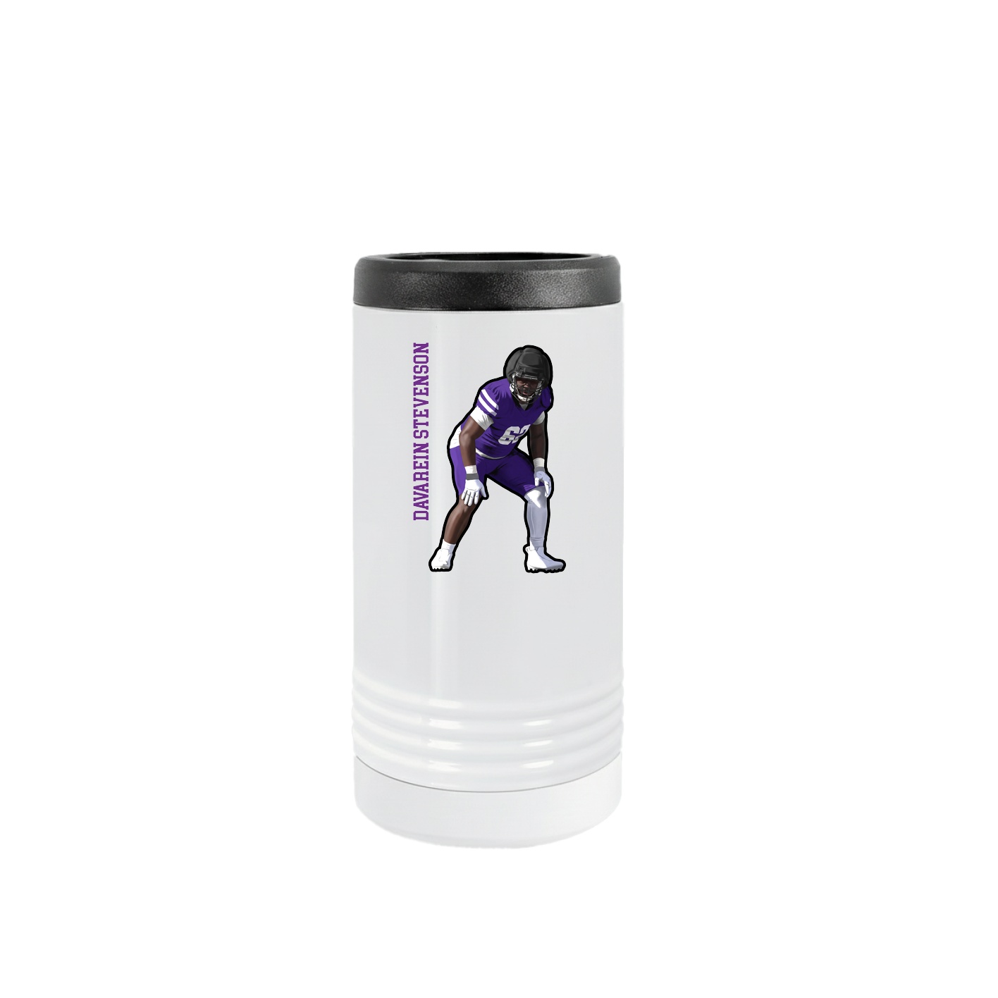 Slim Beverage Holder — Name Vertical in White