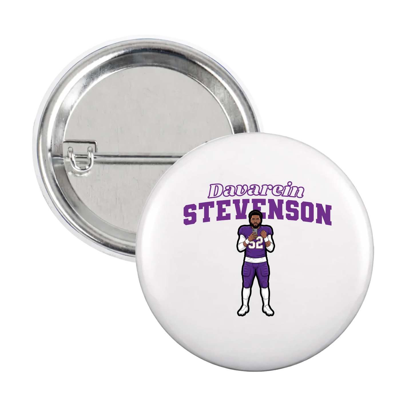 Game Day Button — Name Arch in White