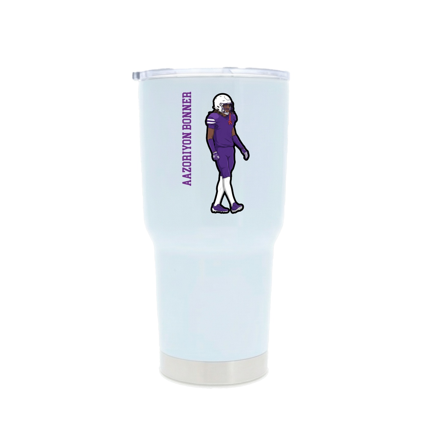 30oz Stainless Steel Tumbler — Name Vertical in White