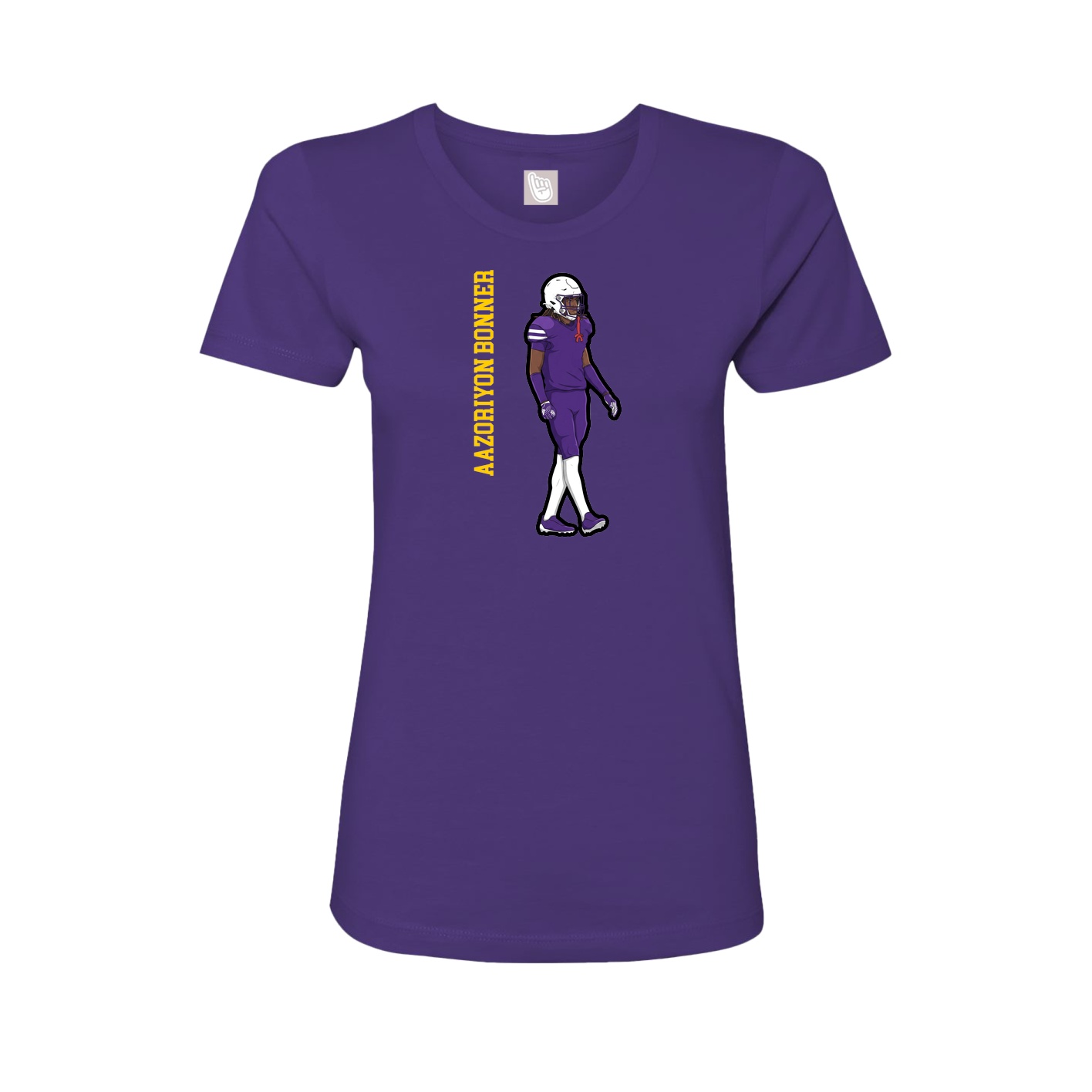 Fitted Women's Tee — Name Vertical in Purple