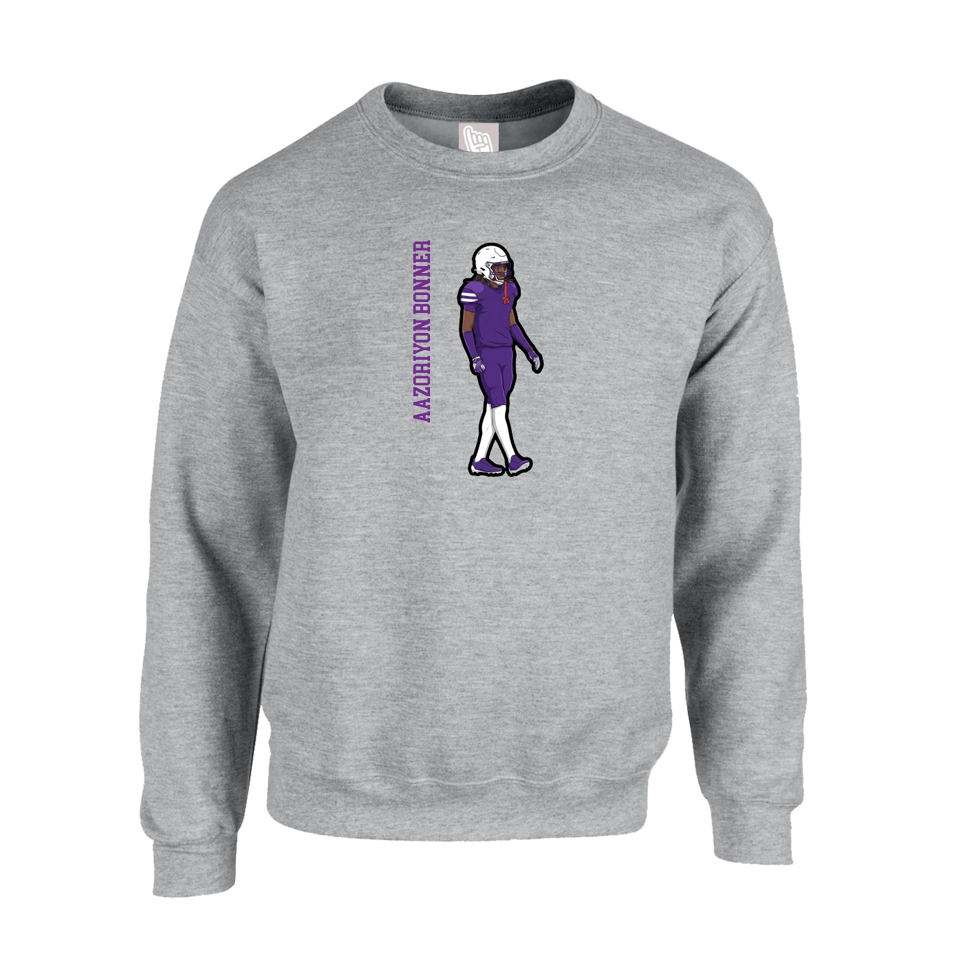 Fleece Crew — Name Vertical in Grey