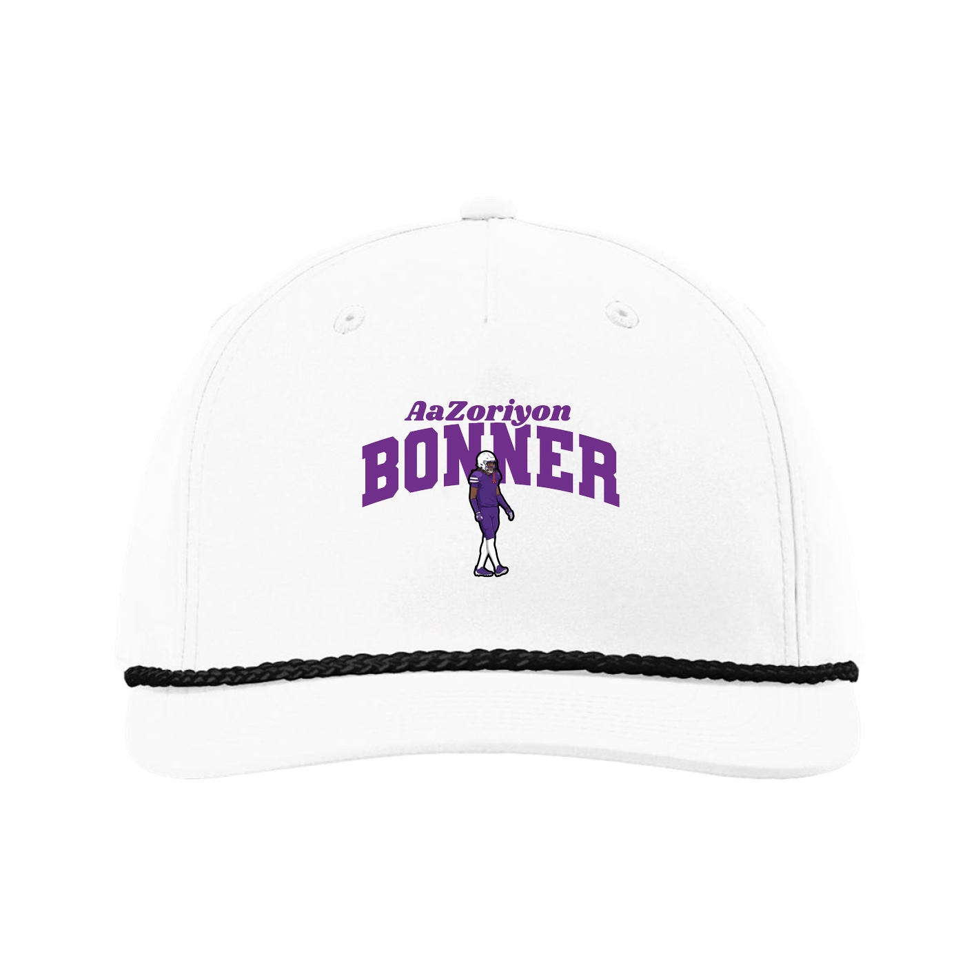 Five-Panel Classic Rope Cap — Signature Arch in White