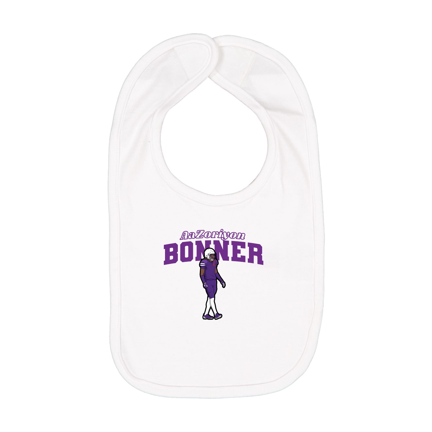 Infant Bib — Name Arch in White
