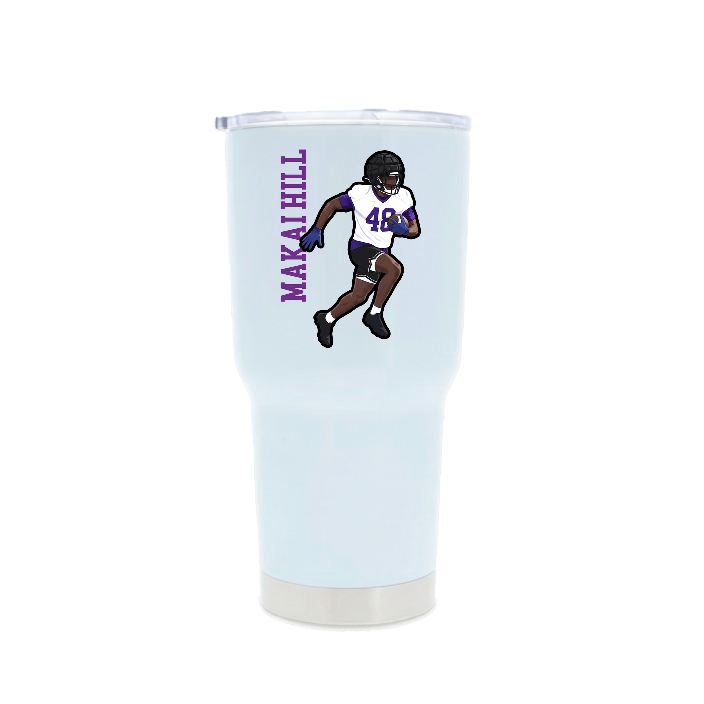 30oz Stainless Steel Tumbler — Name Vertical in White