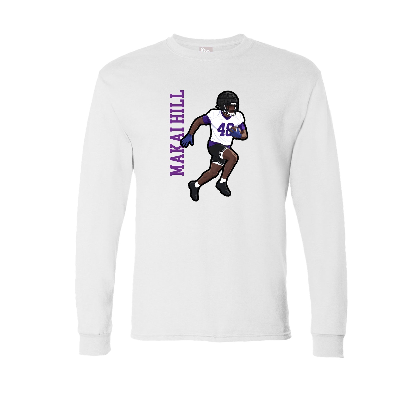 Long Sleeve Tee — Name Vertical in White
