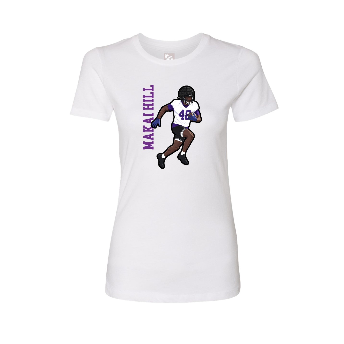 Fitted Women's Tee — Name Vertical in White