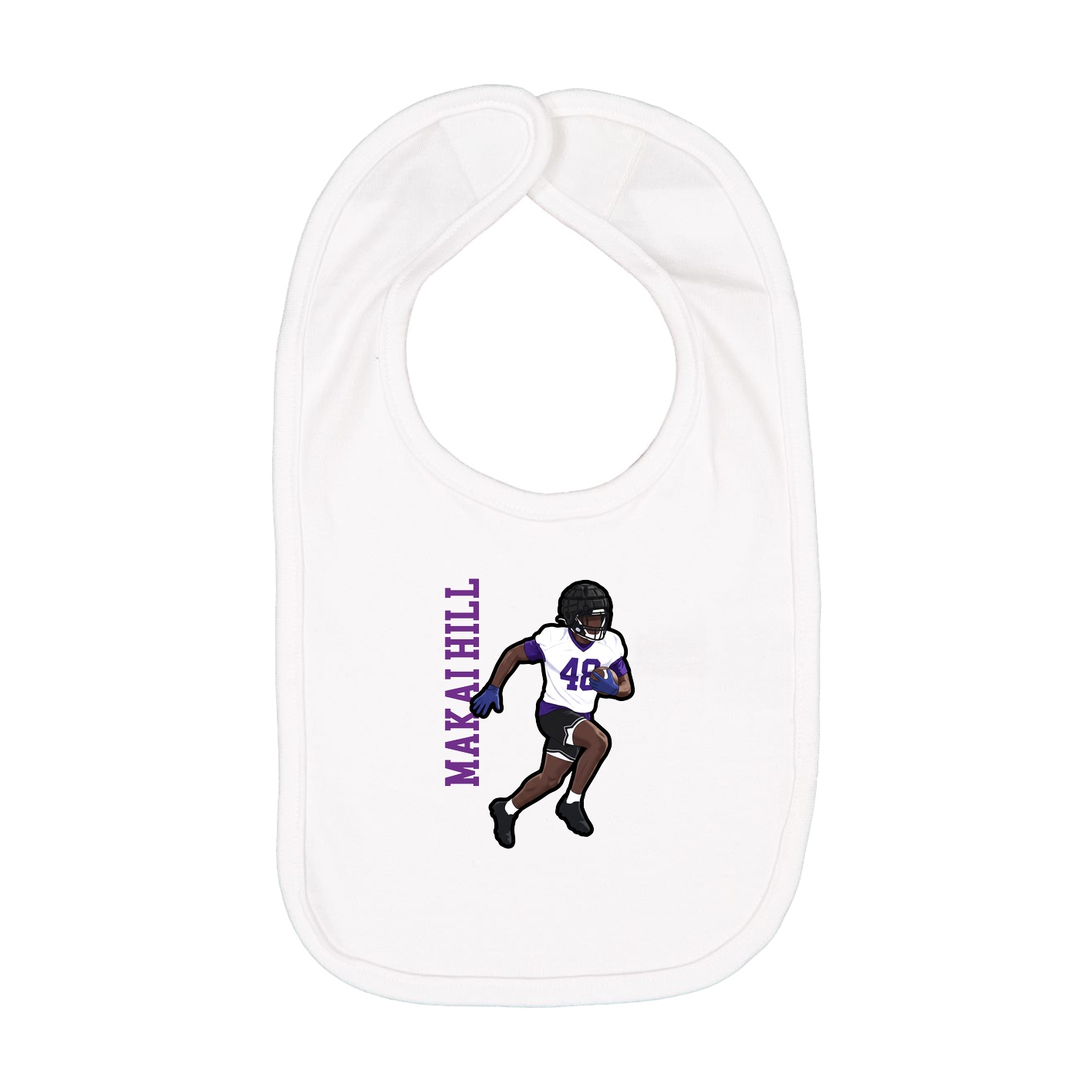 Infant Bib — Name Vertical in White