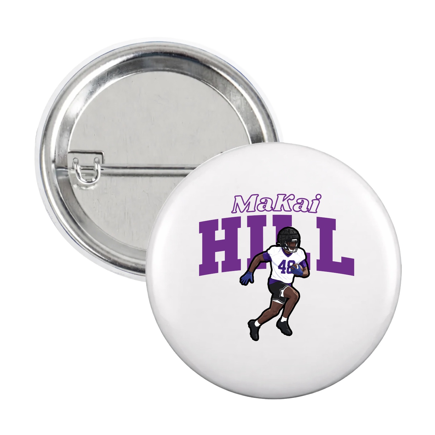 Game Day Button — Name Arch in White