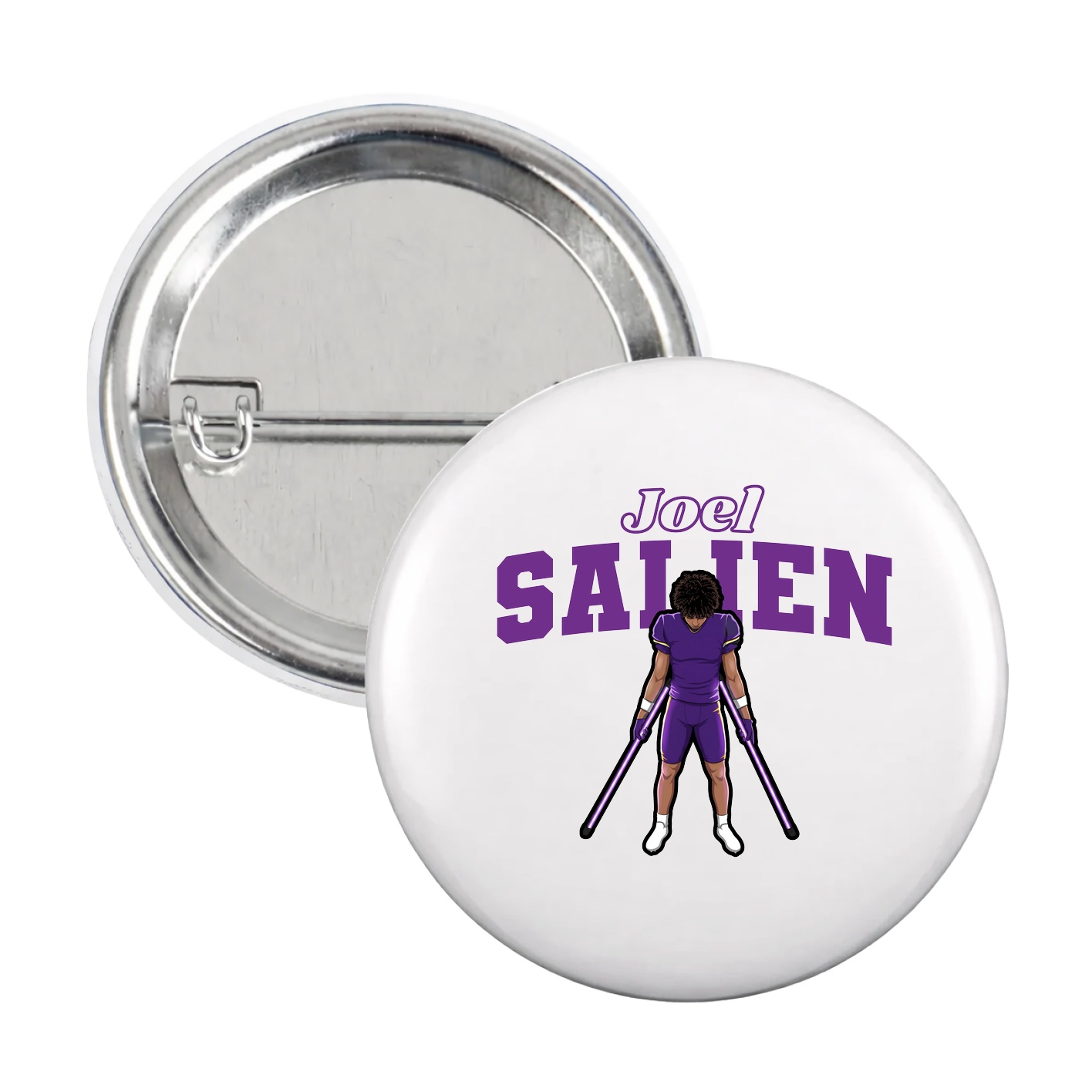Game Day Button — Name Arch in White