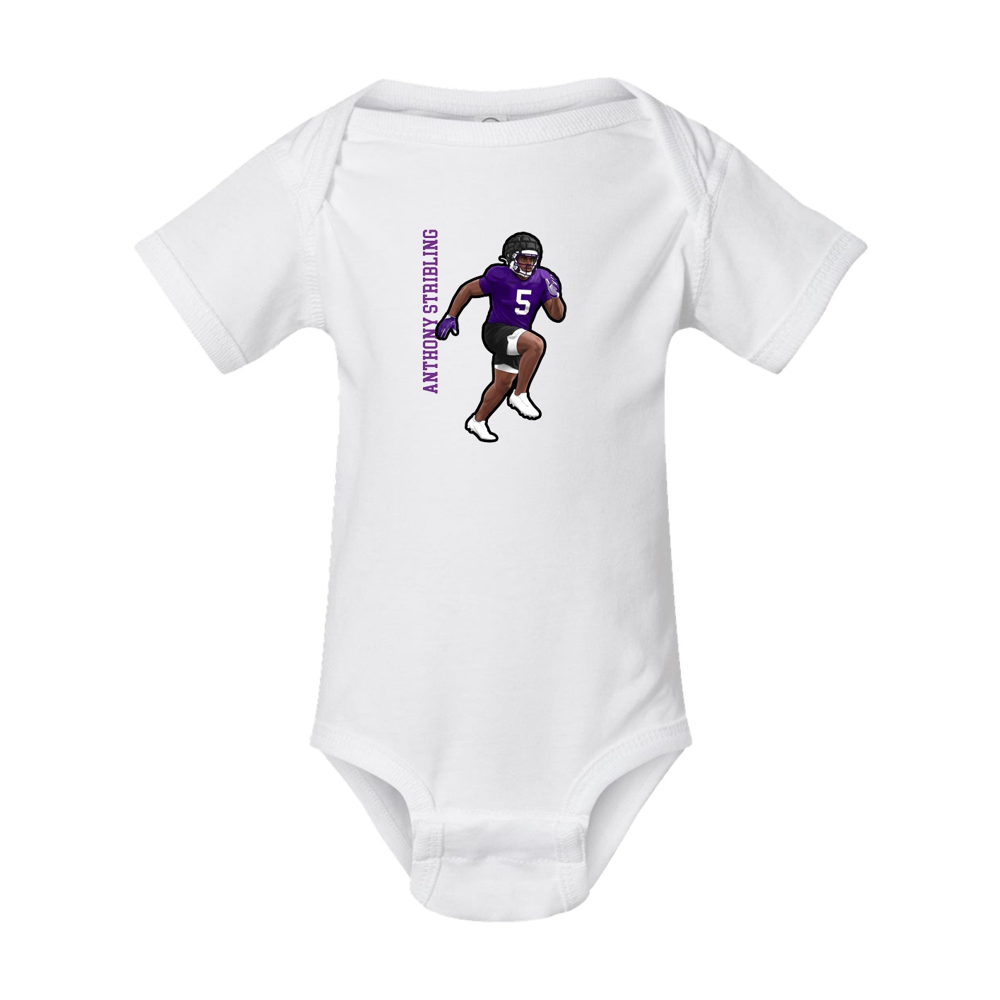 Baby Onesie — Name Vertical in White