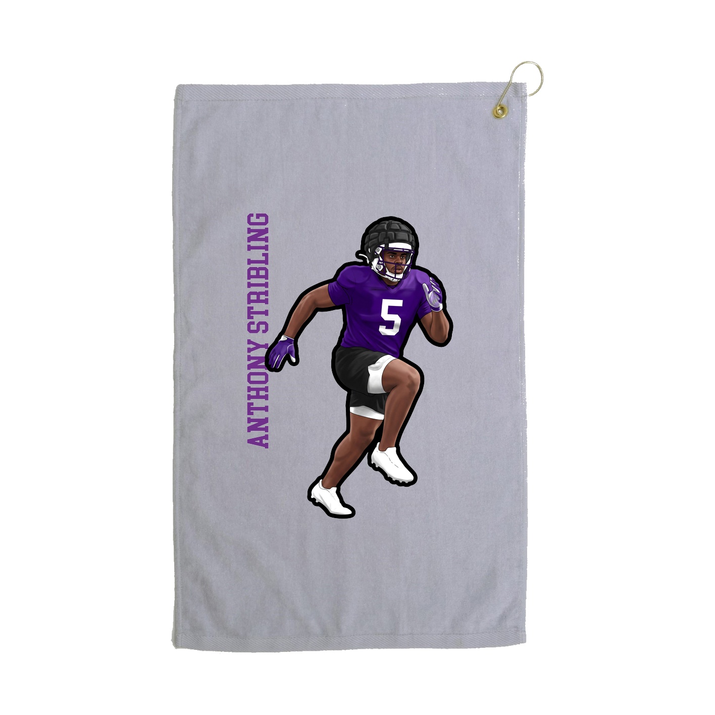 Golf Towel — Name Vertical in Grey