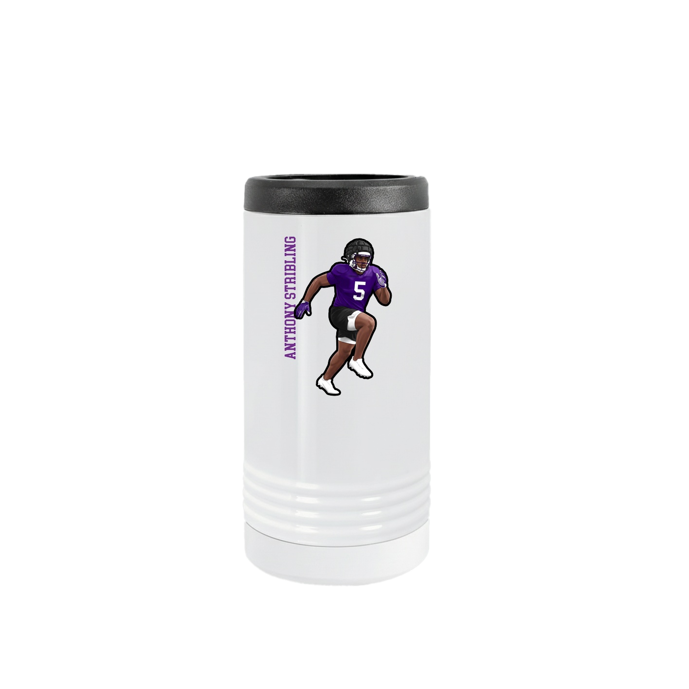 Slim Beverage Holder — Name Vertical in White
