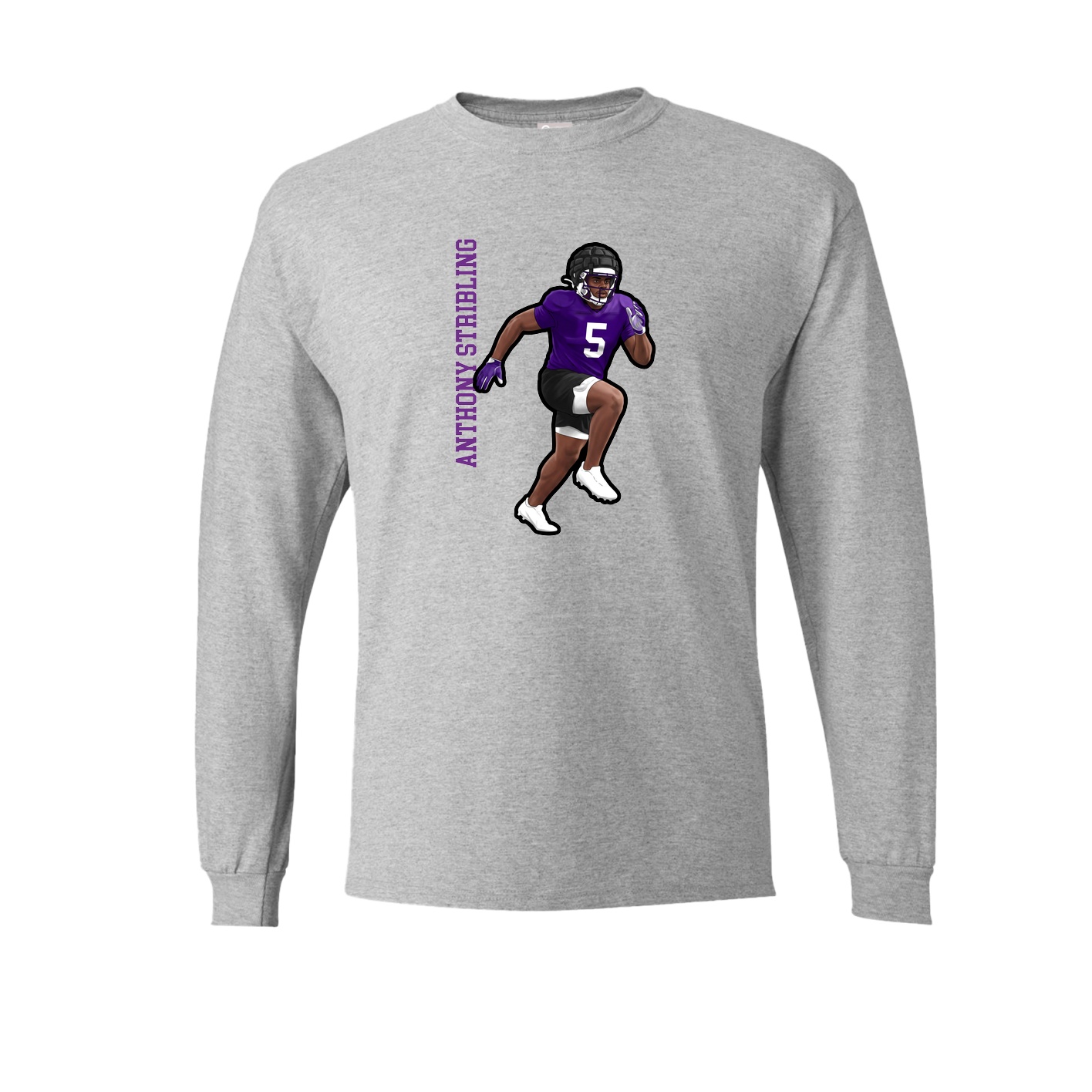Long Sleeve Tee — Name Vertical in Grey