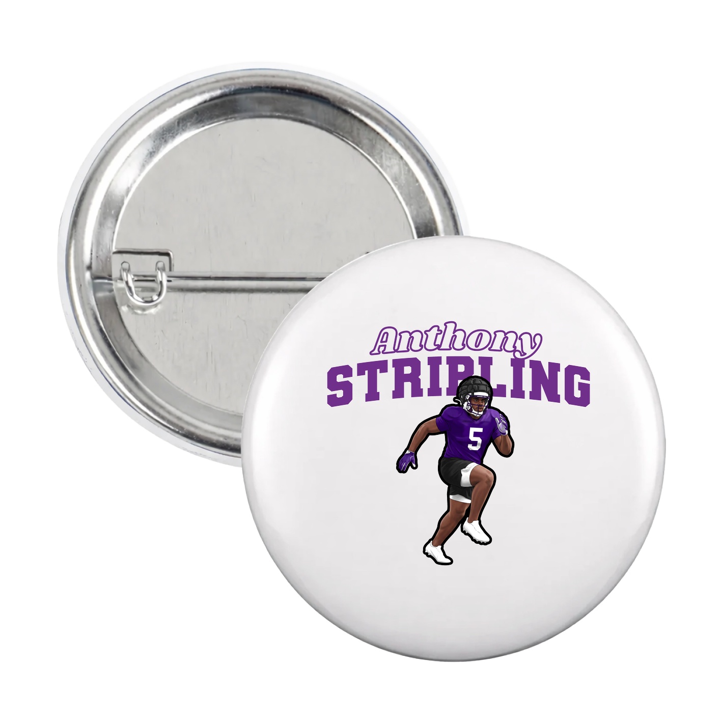 Game Day Button — Name Arch in White