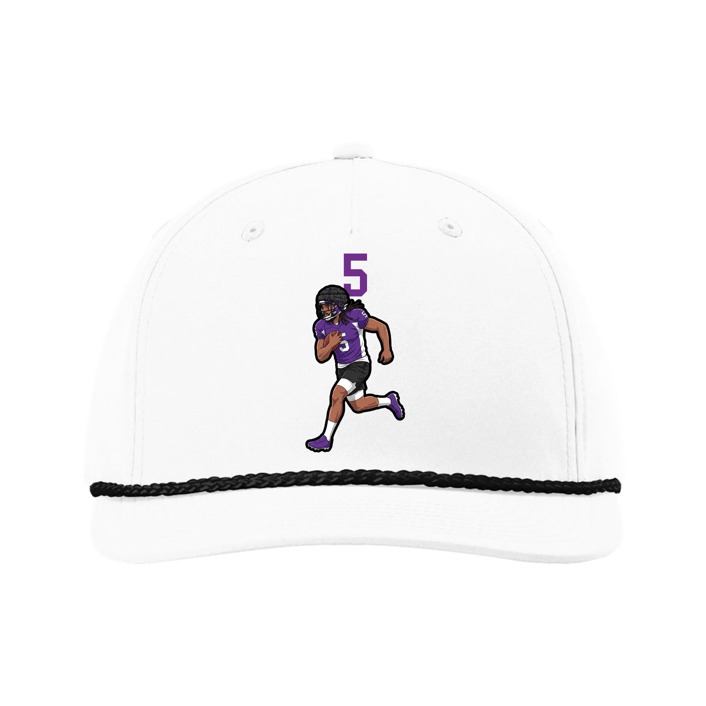 Five-Panel Classic Rope Cap — Number Top in White