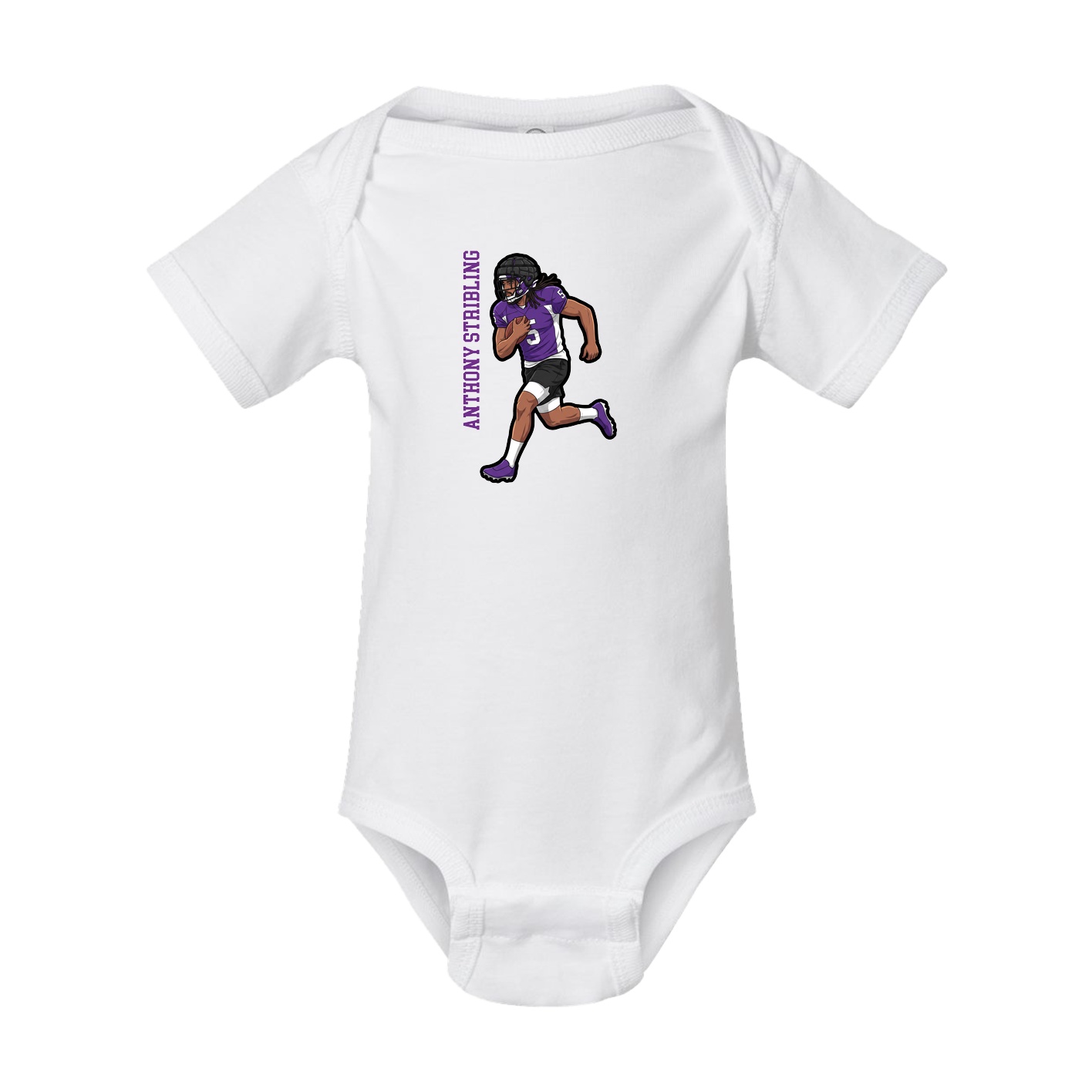 Baby Onesie — Name Vertical in White