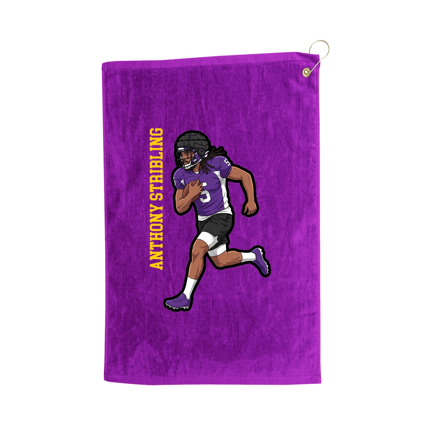 Golf Towel — Name Vertical in Purple