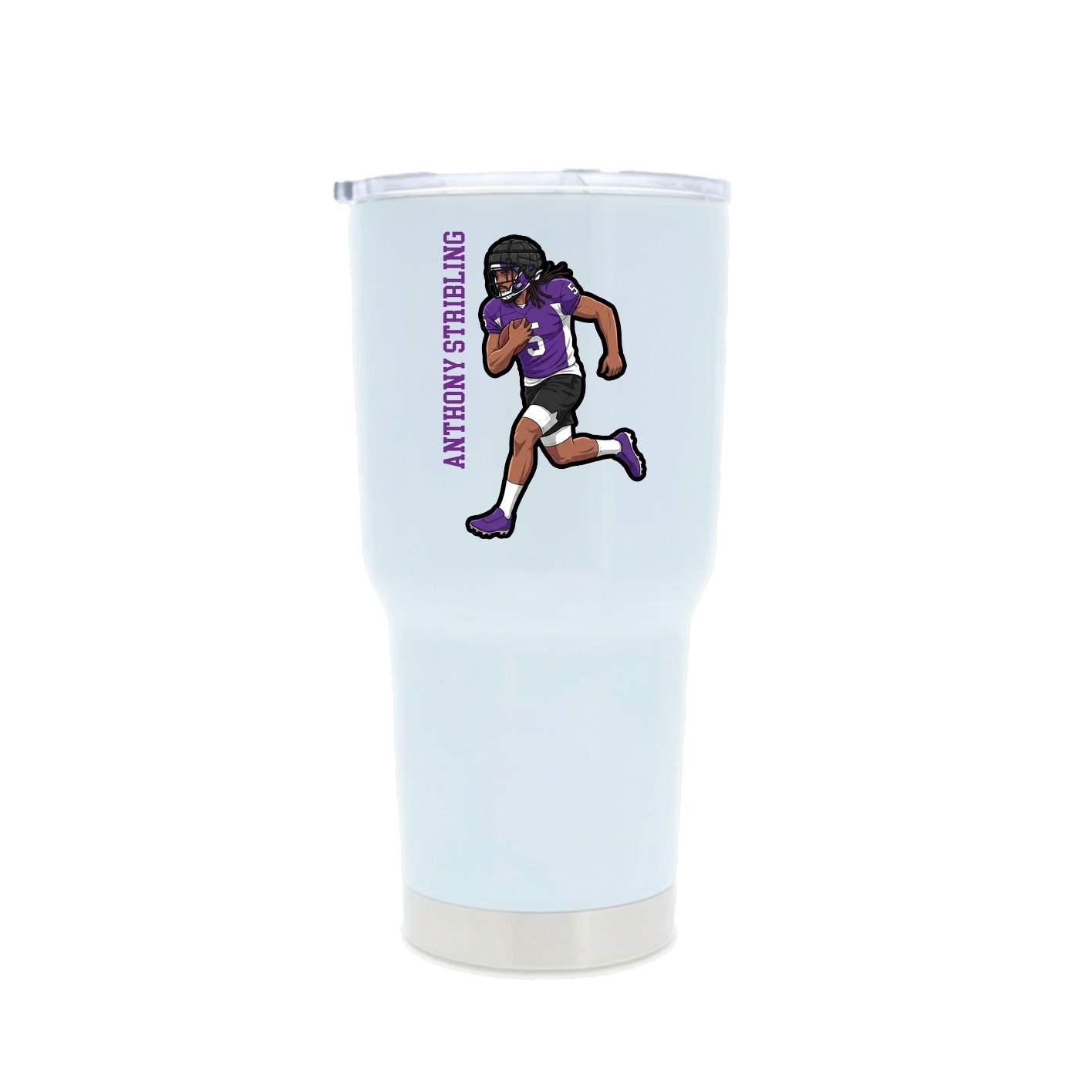30oz Stainless Steel Tumbler — Name Vertical in White