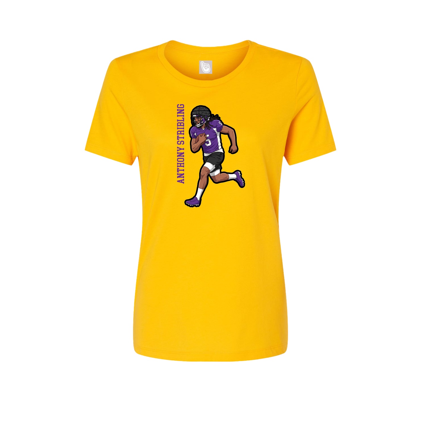 Fitted Women's Tee — Name Vertical in Gold