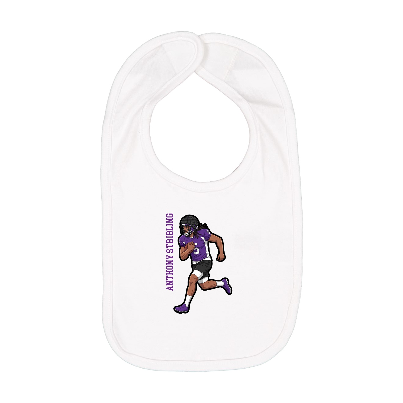 Infant Bib — Name Vertical in White