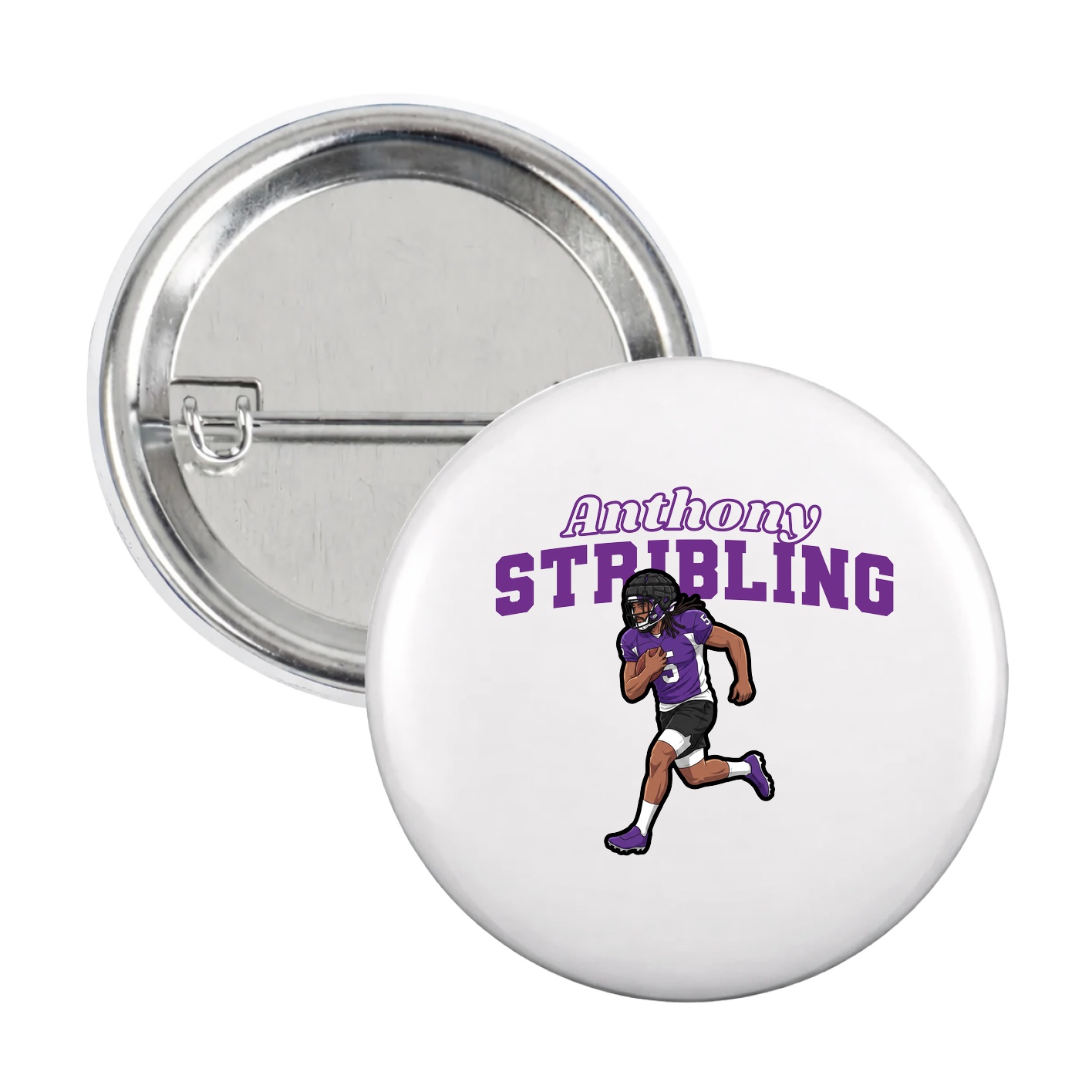 Game Day Button — Name Arch in White