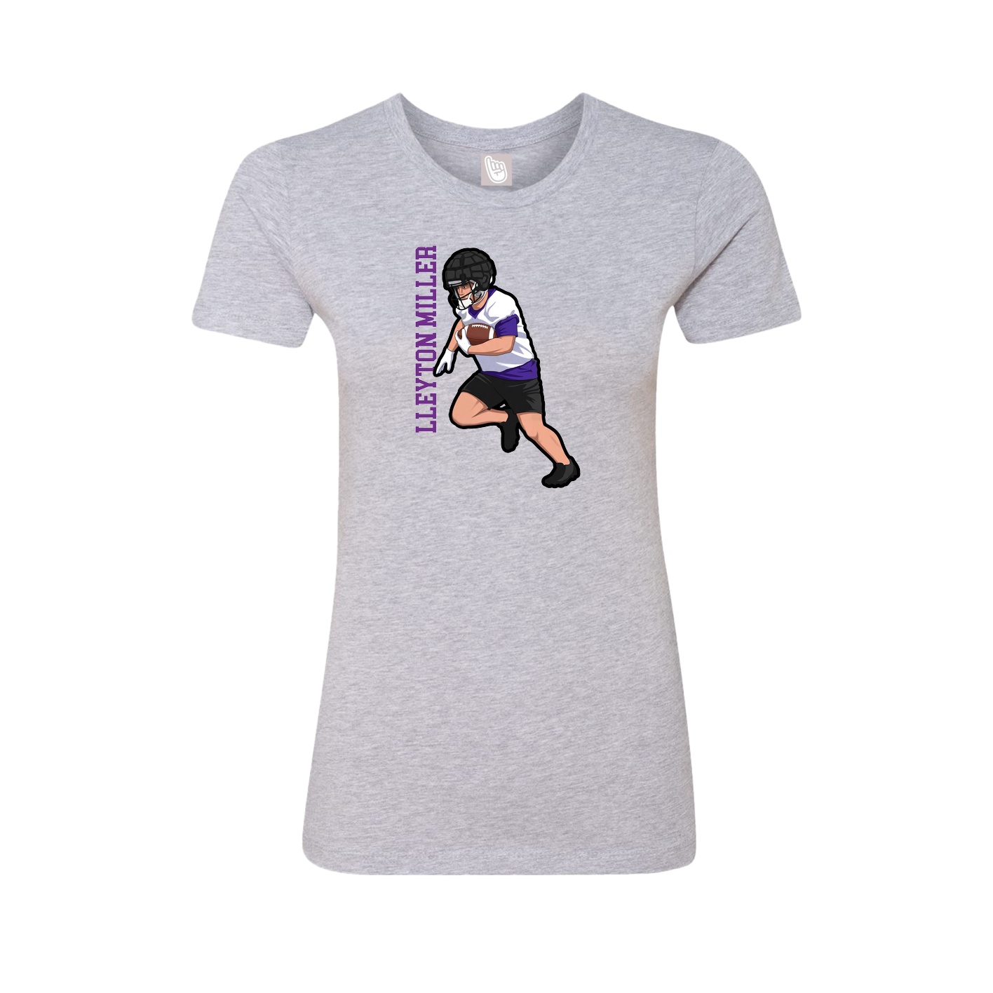 Fitted Women's Tee — Name Vertical in Grey