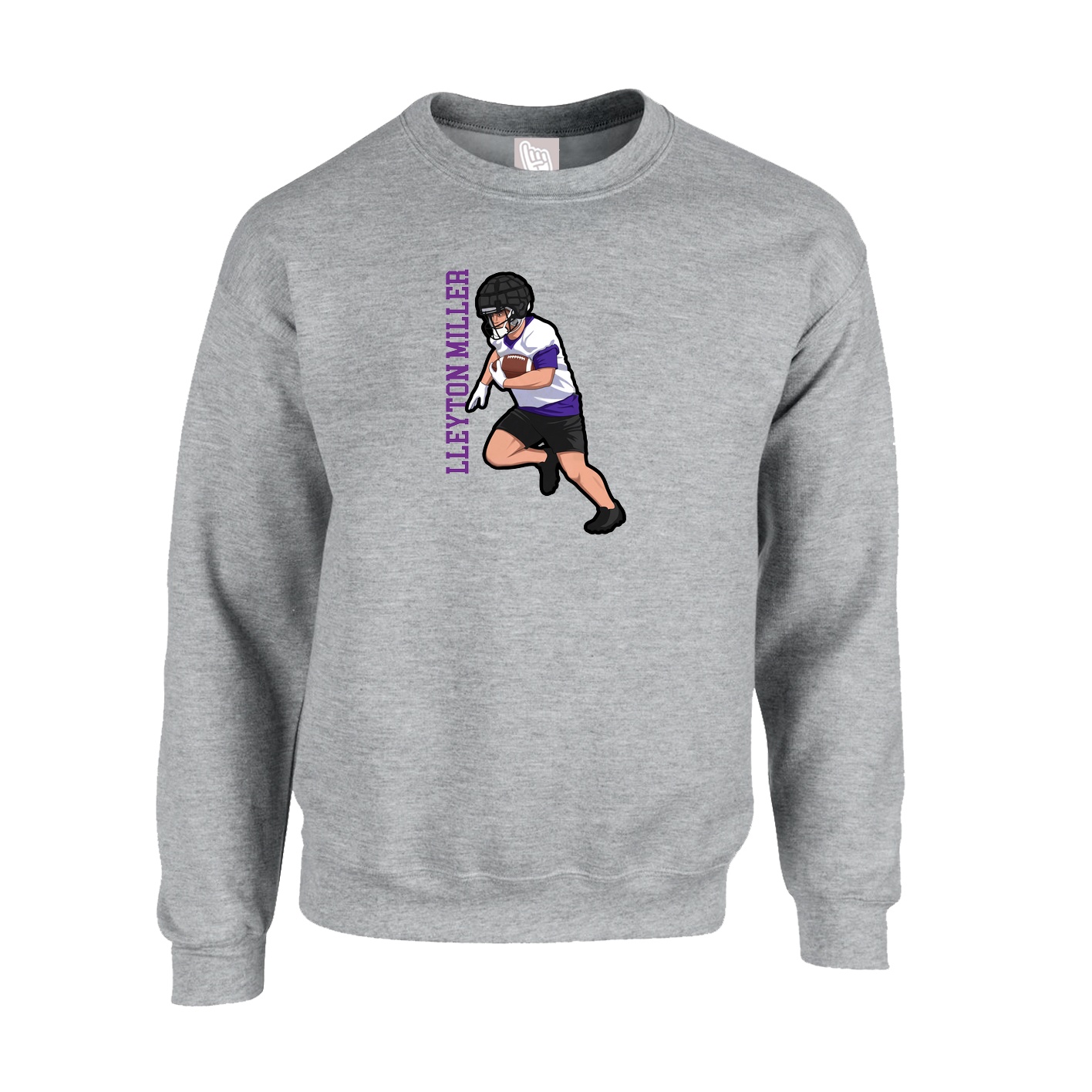 Fleece Crew — Name Vertical in Grey