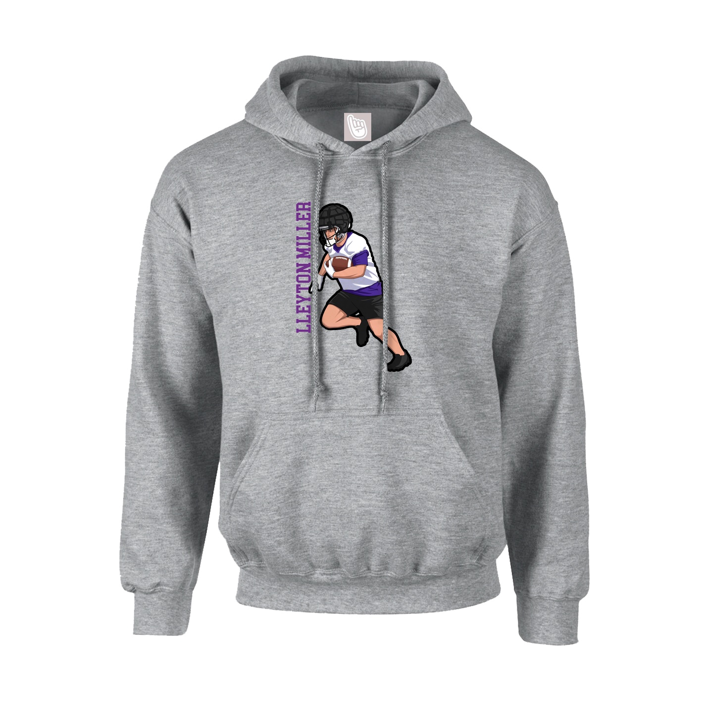 Youth Hoodie — Name Vertical in Grey