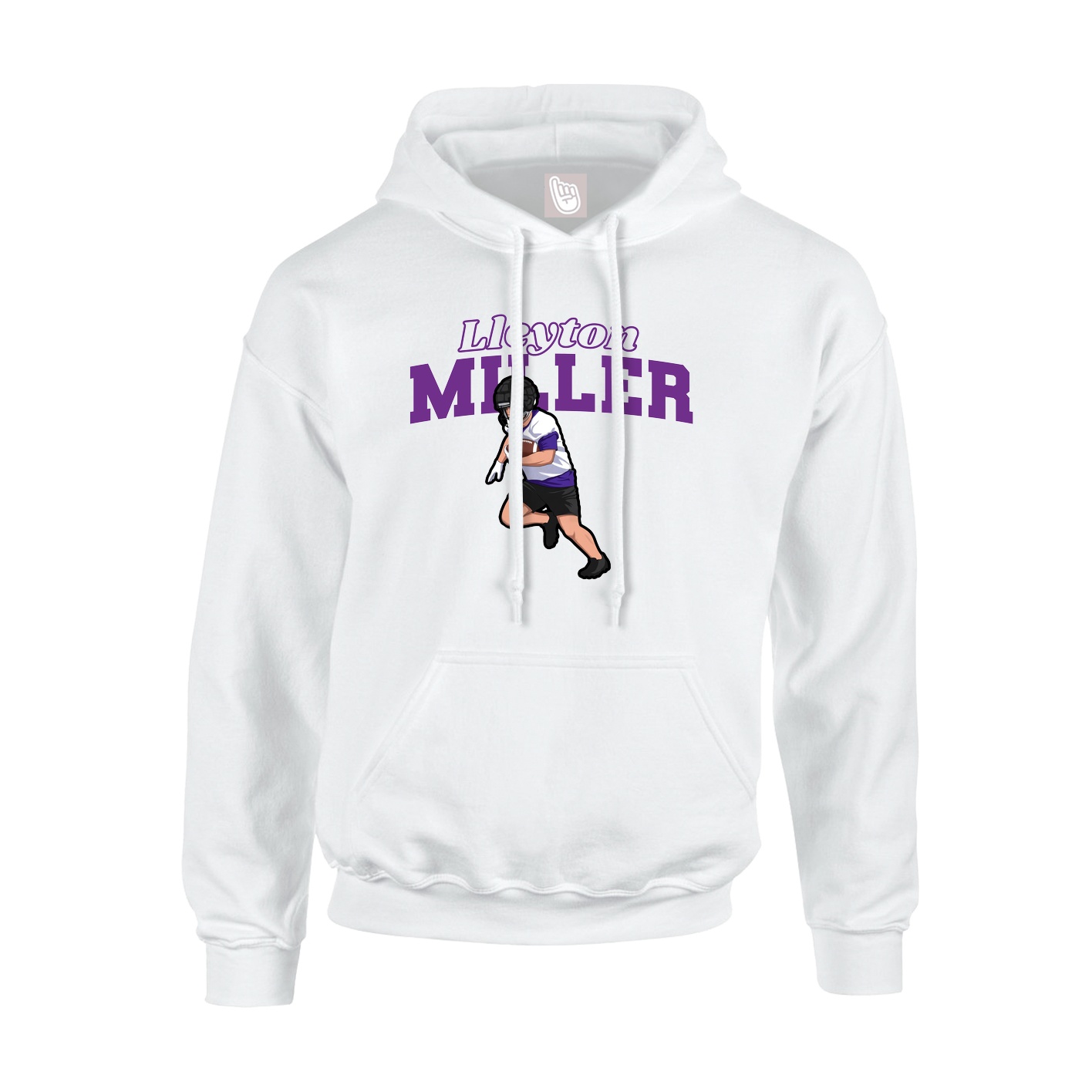 Youth Hoodie — Name Arch in White