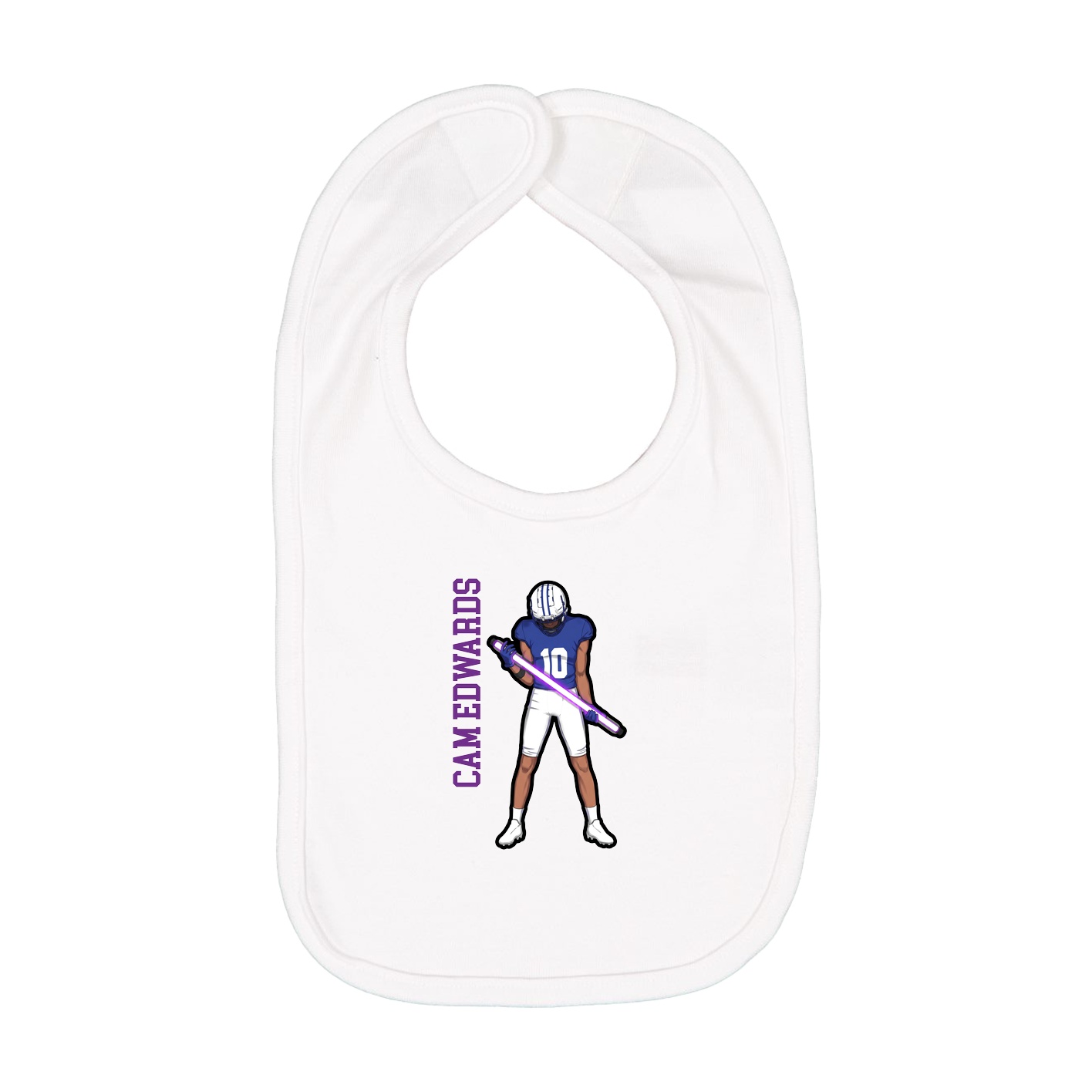 Infant Bib — Name Vertical in White