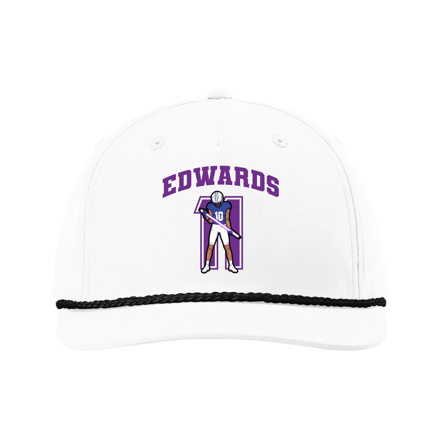 Five-Panel Classic Rope Cap — Number in White
