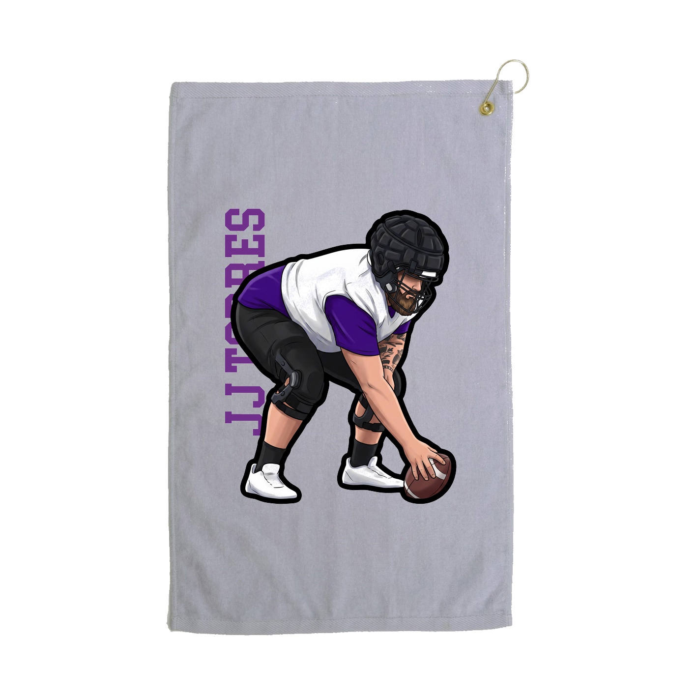 Golf Towel — Name Vertical in Grey