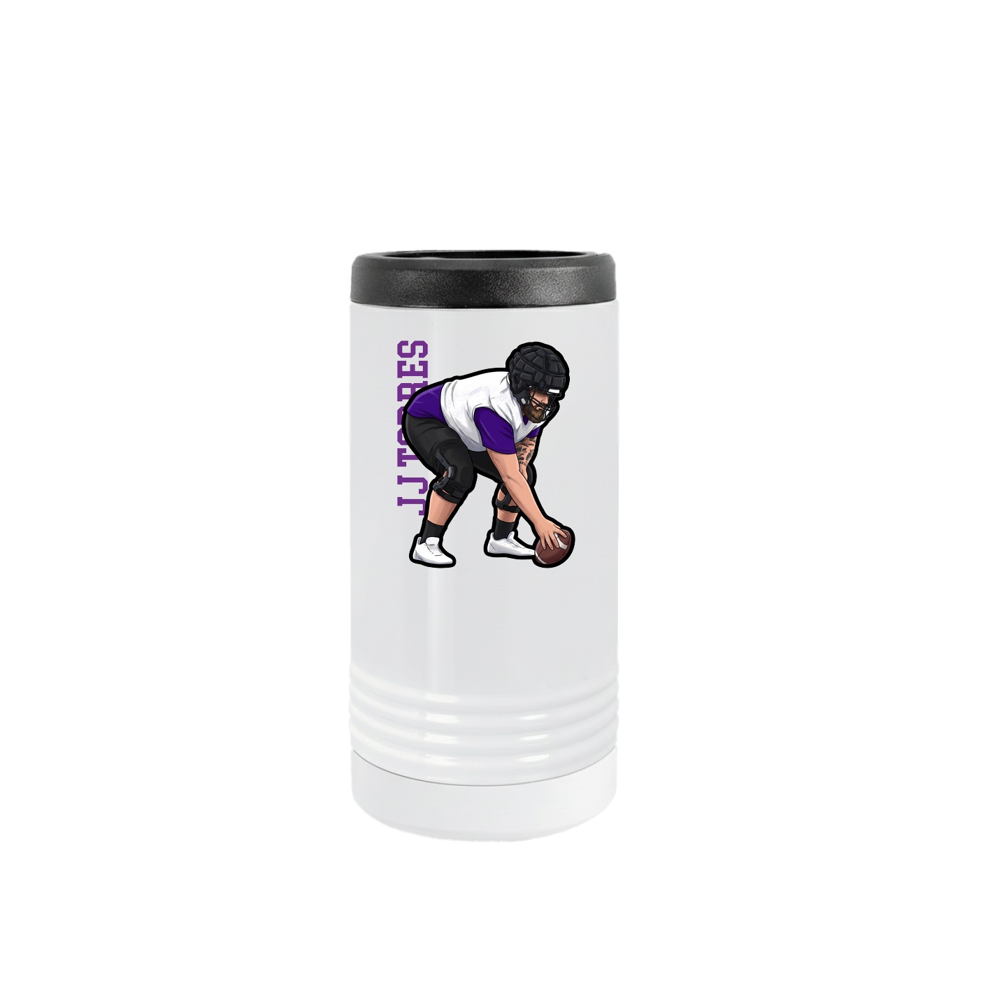 Slim Beverage Holder — Name Vertical in White
