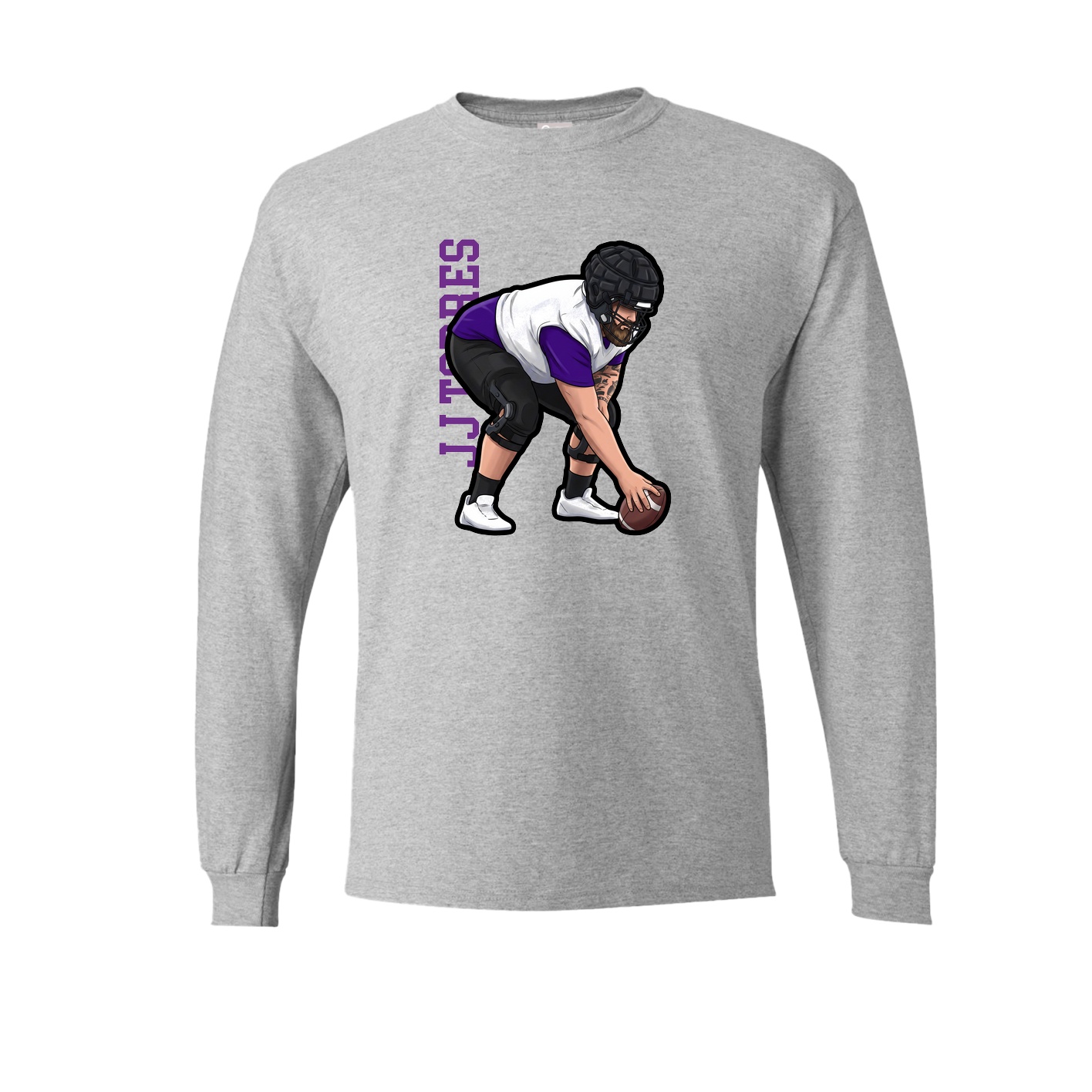 Long Sleeve Tee — Name Vertical in Grey