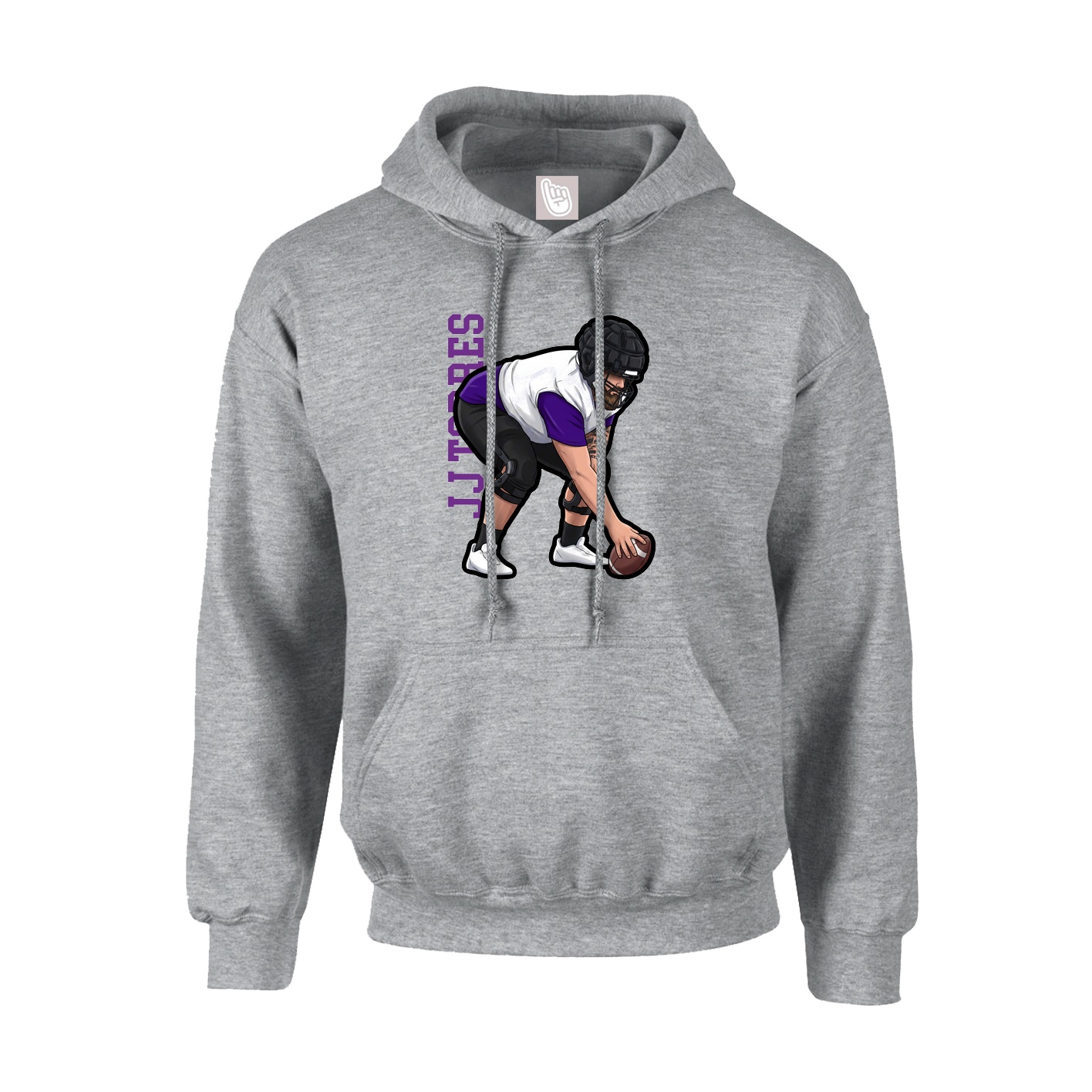 Youth Hoodie — Name Vertical in Grey