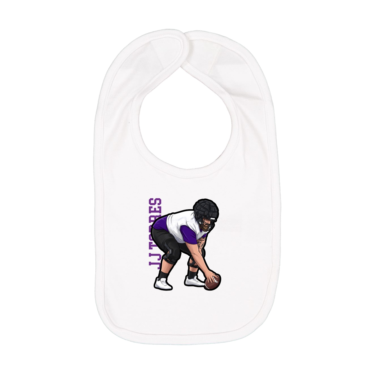 Infant Bib — Name Vertical in White