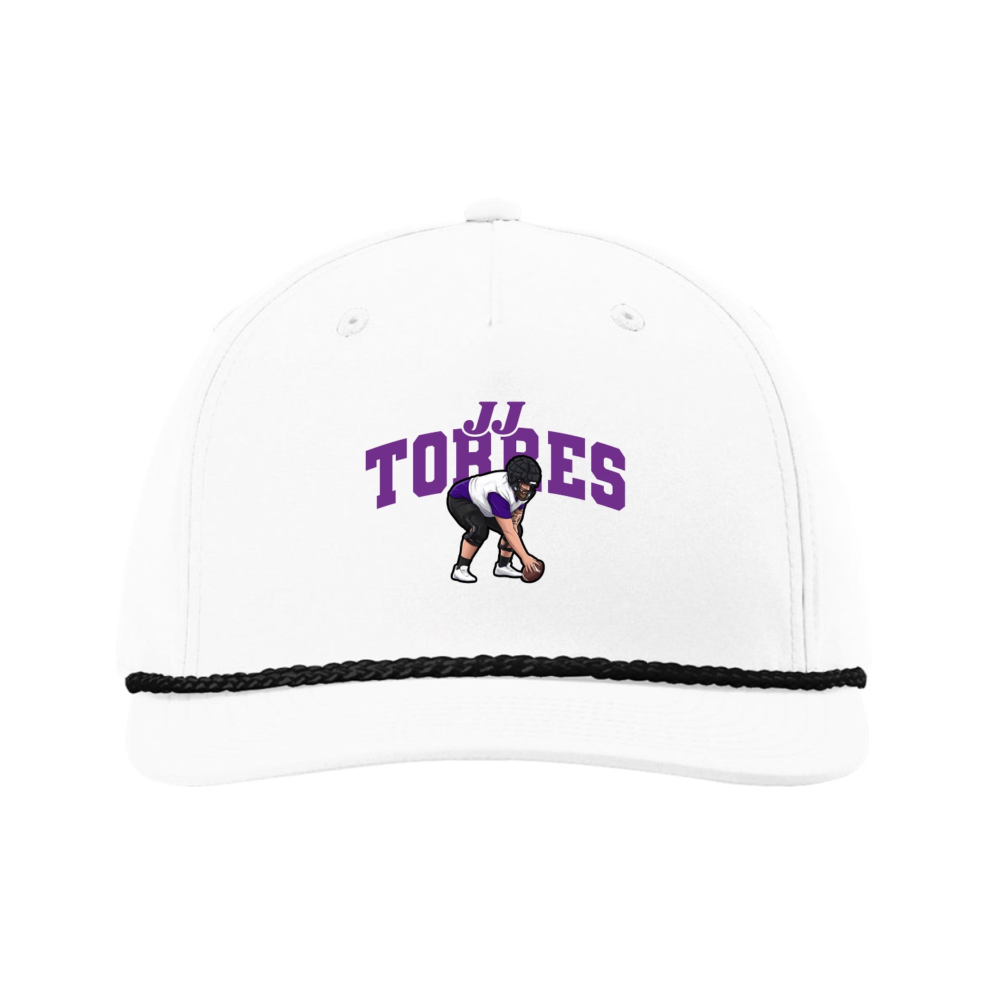 Five-Panel Classic Rope Cap — Signature Arch in White