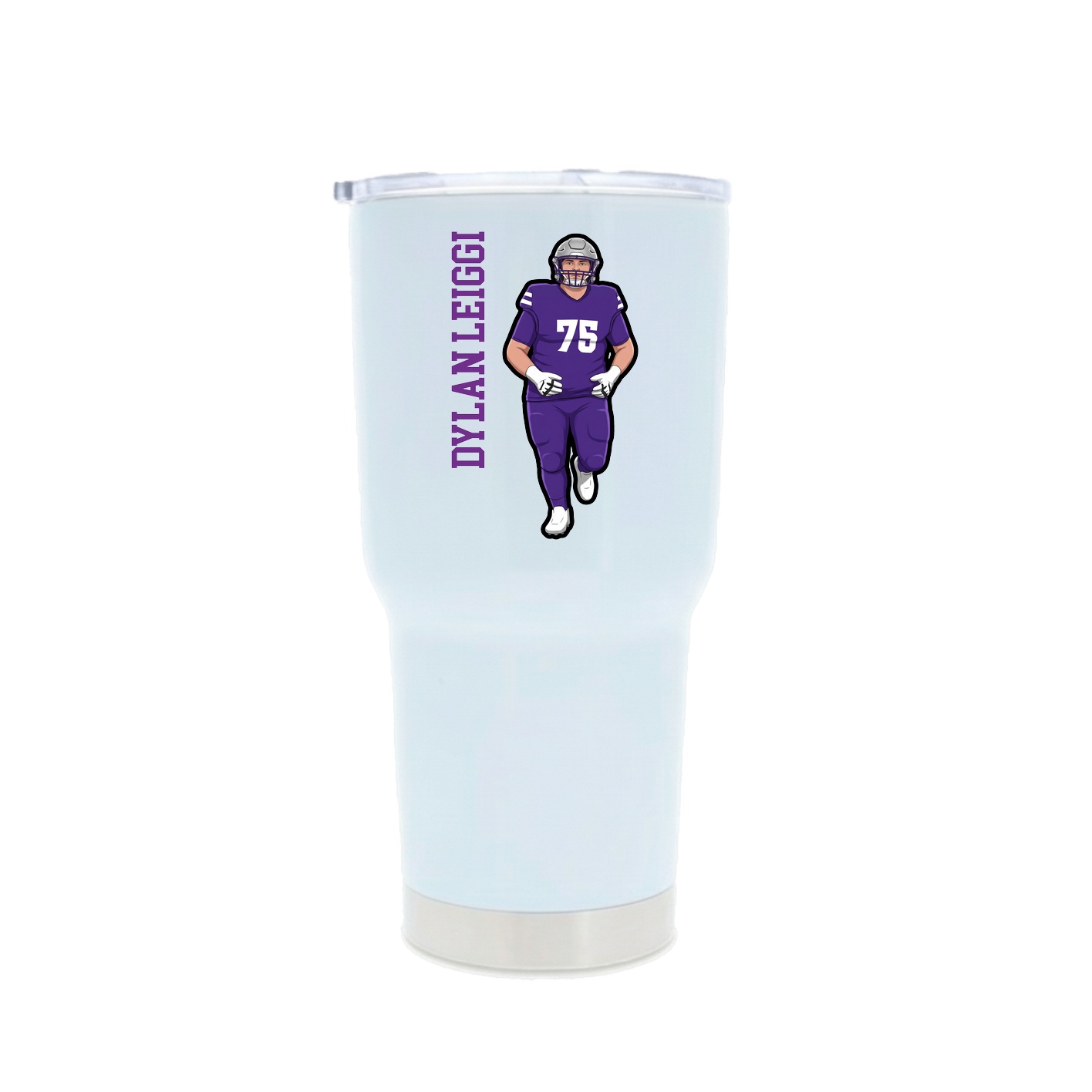 30oz Stainless Steel Tumbler — Name Vertical in White
